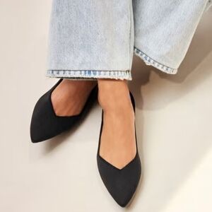 Rothy's Flats Black The Point‎ Toe White Halo